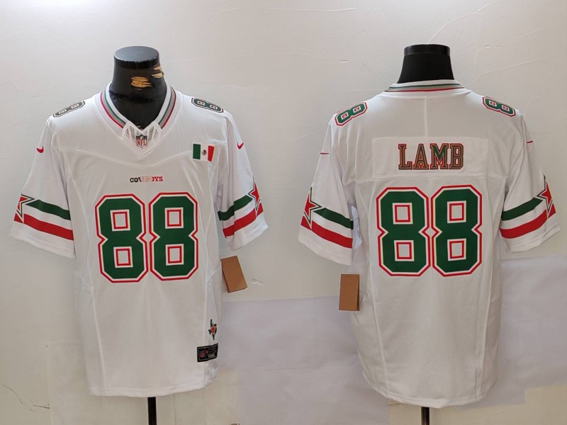 Men Dallas Cowboys #88 Lamb White Mexico three generations 2024 Nike Vapor Limited NFL Jersey style 906->customized nfl jersey->Custom Jersey
